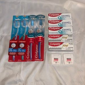 Lot of Toothbrushes, Toothpastes, and Floss